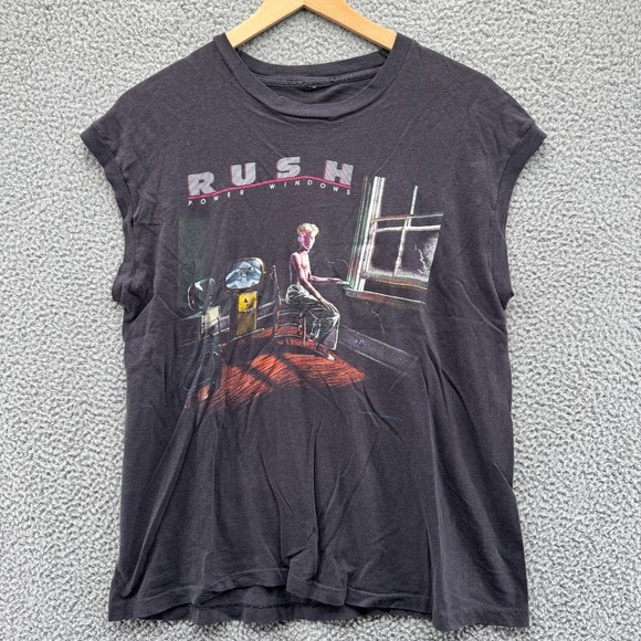 Vintage Rush Mens Medium Tank Top 1985 Power Windows Tour Black Shirt - Picture 1 of 10